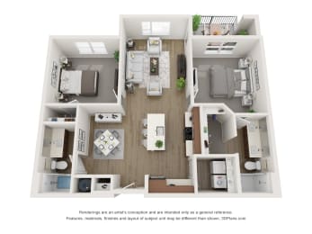  Floor Plan Two-Bedroom Apartment (C1)