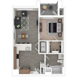 A floor plan of a house with a kitchen, living room, dining room, and bedrooms.