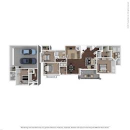 A floor plan of an apartment complex with multiple units and their respective layouts.