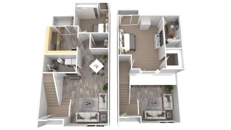 a before and after image of a floor plan