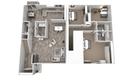 a floor plan of two bedroom apartment with two bathrooms and a balcony