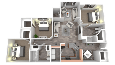 a floor plan of a 3 bedroom apartment