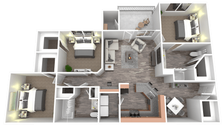 a floor plan of a two bedroom apartment with two bathrooms and a balcony