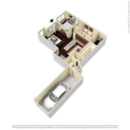 A diagram of a house layout with a car in the driveway.