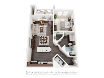 Nantucket 1 Bed | 1 Bath | 733 Sq. Ft. at Delray Apartments, Houston, TX