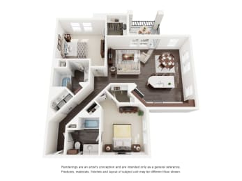Huntington 2 Bed | 2 Bath | 1095 Sq. Ft. at Delray Apartments, Houston, TX