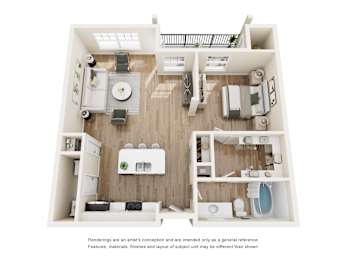 A1 Floor Plan at Easton Apartments, Texas, 75206