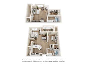 A6 Greenville II Floor Plan at Easton Apartments, Texas, 75206
