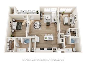 B1A Floor Plan at Easton Apartments, Dallas, Texas