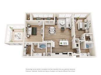 B1B Floor Plan at Easton Apartments, Dallas, TX, 75206