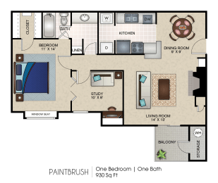 1 bedroom 1 bath A at Indian Creek Apartments, Carrollton, TX, 75007