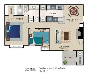 2 bedroom 1 bath at Indian Creek Apartments, Carrollton, 75007