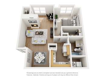 Rosemeade Floor Plan at Hunters Hill Apartments, Texas, 75287