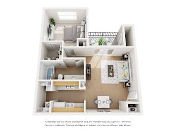 Willowgate Floor Plan at Hunters Hill Apartments, Dallas, TX