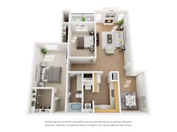 Windhaven Floor Plan at Hunters Hill Apartments, Dallas, TX, 75287