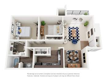The Cedar Floor Plan 2 Bed 1 Bath 880 Sq. Ft. Floor Plan at Wilson Crossing, Cedar Hill, TX