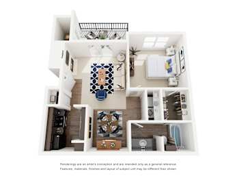 The Woodland 1 Bed 1 Bath 640 Sq. Ft. Floor Plan at Wilson Crossing, Cedar Hill, TX, 75104