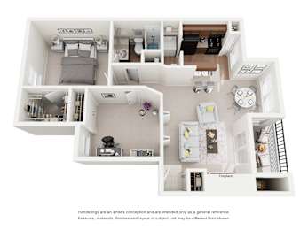 Cedar 2 Bed 1 Bath 820 Sq. Ft. Floor Plans at Woodland Hills, Irving, TX, 75062