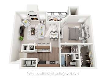 Redwood 1 Bed 1 Bath 684-to738 Sq. Ft. Floor Plans at Woodland Hills, Irving, TX, 75062