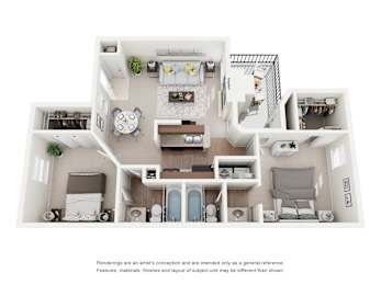 Sycamore 2 Bed 2 Bath 856-to921 Sq. Ft. Floor Plans at Woodland Hills, Irving, TX, 75062