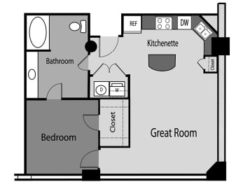 East End Lofts A01 one bedroom apartment floor plan