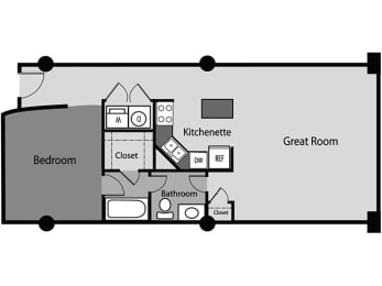 East End Lofts A14 one bedroom apartment floor plan