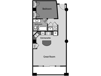 A20 one bedroom apartment floor plan in Houston, TX