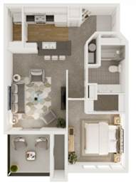 a 3d drawing of the floor plan of a bedroom