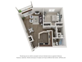Adagio One Bed One Bath Floor Plan at Valley Creek Apartments , Minnesota