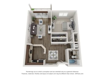 Alsace One Bed One Bath Floor Plan at Valley Creek Apartments , Woodbury, Minnesota