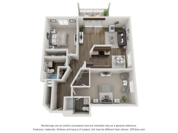 Barcelona Two Bed Two Bath Floor Plan at Valley Creek Apartments , Woodbury, 55125