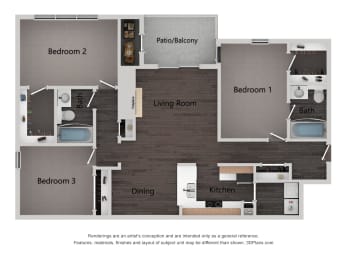 this is a 3d floor plan of a 2100 sq ft
