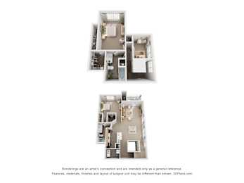 A set of four images showing different floor plans of a house.