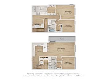 A set of four images showing different floor plans of a house.