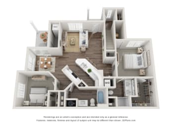 Farmington Lakes two bedroom apartment Willow Floor Plan