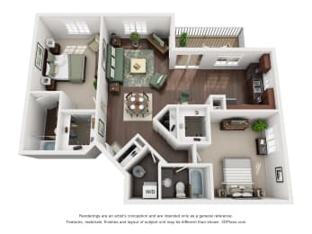 Hampton two bedroom apartment floor plan at Windbrooke Crossing