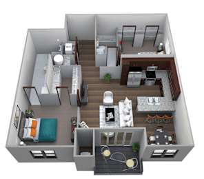 Floor Plan  Jordan C3 one bedroom floor plan at 360 at Jordan West new luxury apartments Des Moines IA 50266