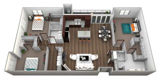 Floor Plan  Woodland D1 floor plan at 360 at Jordan West best new apartments West Des Moines IA 50266