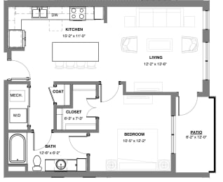 1 bedroom floor plan