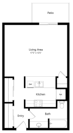 Floor Plan  the studio Butler floorplan at the Fountain Glen Apartments in North Lincoln, NE