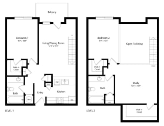 Floor Plan  the 2-bedroom Dakota floorplan at the Fountain Glen Apartments in North Lincoln, NE