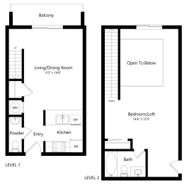 Floor Plan  the 1-bedroom Lancaster floorplan at the Fountain Glen Apartments in North Lincoln, NE