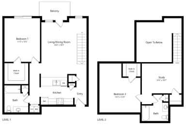 Floor Plan  the 2-bedroom Nehama floorplan at the Fountain Glen Apartments in North Lincoln, NE