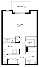 Floor Plan  the studio Saline floorplan at the Fountain Glen Apartments in North Lincoln, NE