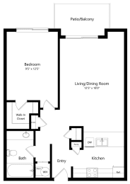 Floor Plan  the 1-bedroom Sanders floorplan at the Fountain Glen Apartments in North Lincoln, NE