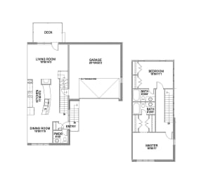 Floor Plan  the 2-bedroom Zenith duplex floorplan at Grand Legacy in West Omaha, NE