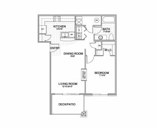 Floor Plan  the 1-bedroom Echo flat floorplan at Grand Legacy in West Omaha, NE