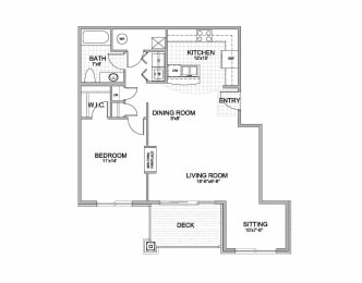 Floor Plan  the 1-bedroom Sunshine flat floorplan at Grand Legacy in West Omaha, NE