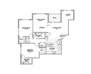 Floor Plan  the 2-bedroom Solstice flat floorplan at Grand Legacy in West Omaha, NE