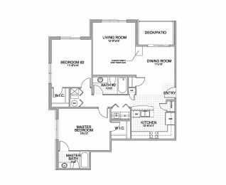 Floor Plan  the 2-bedroom Vista flat floorplan at Grand Legacy in West Omaha, NE